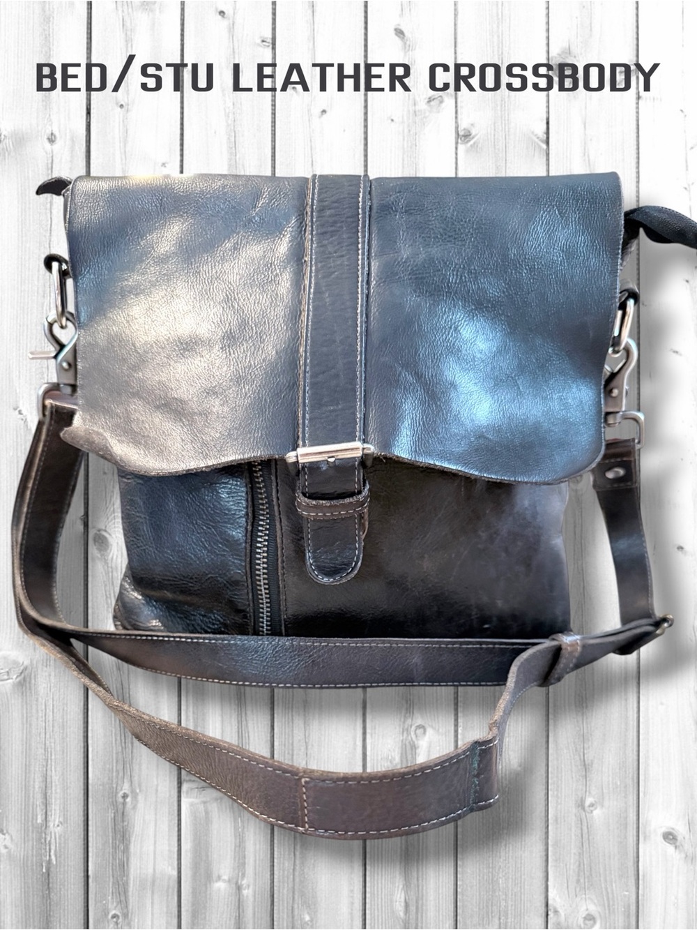 BED/STU BLACK RUSTIC AIKEN CONVERTIBLE CROSSBODY BAG
